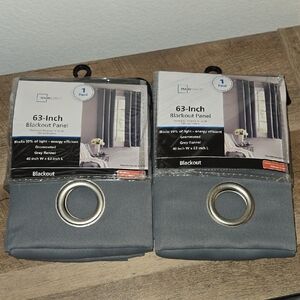 FOUR Panels - Mainstays Gray Blackout Curtain Panel - 63 Inch